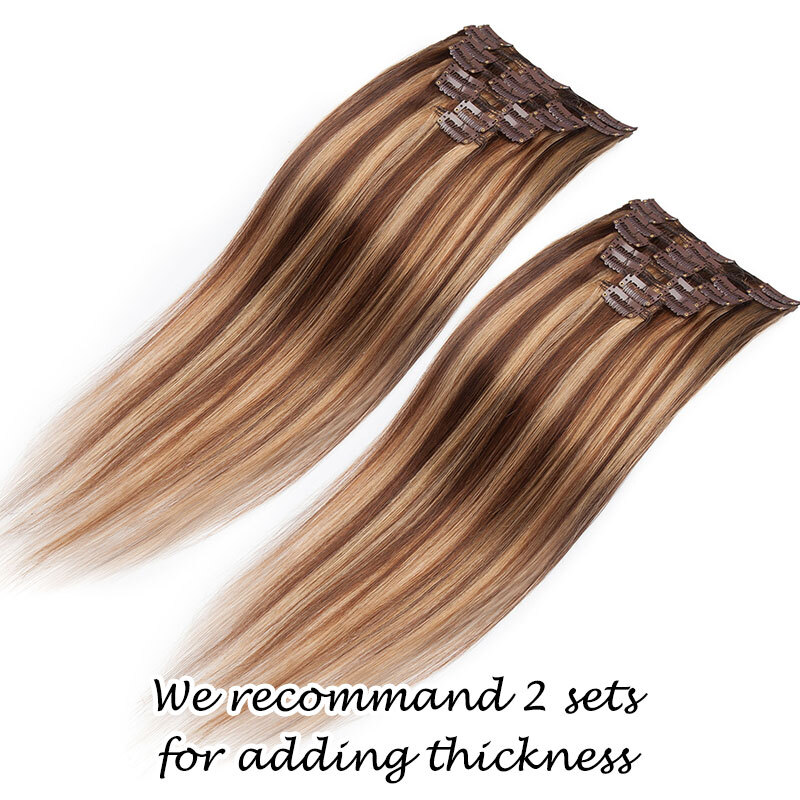 CLEARANCE Highlight Human Hair Seamless Clip in Remy Hair Extensions Full Head a