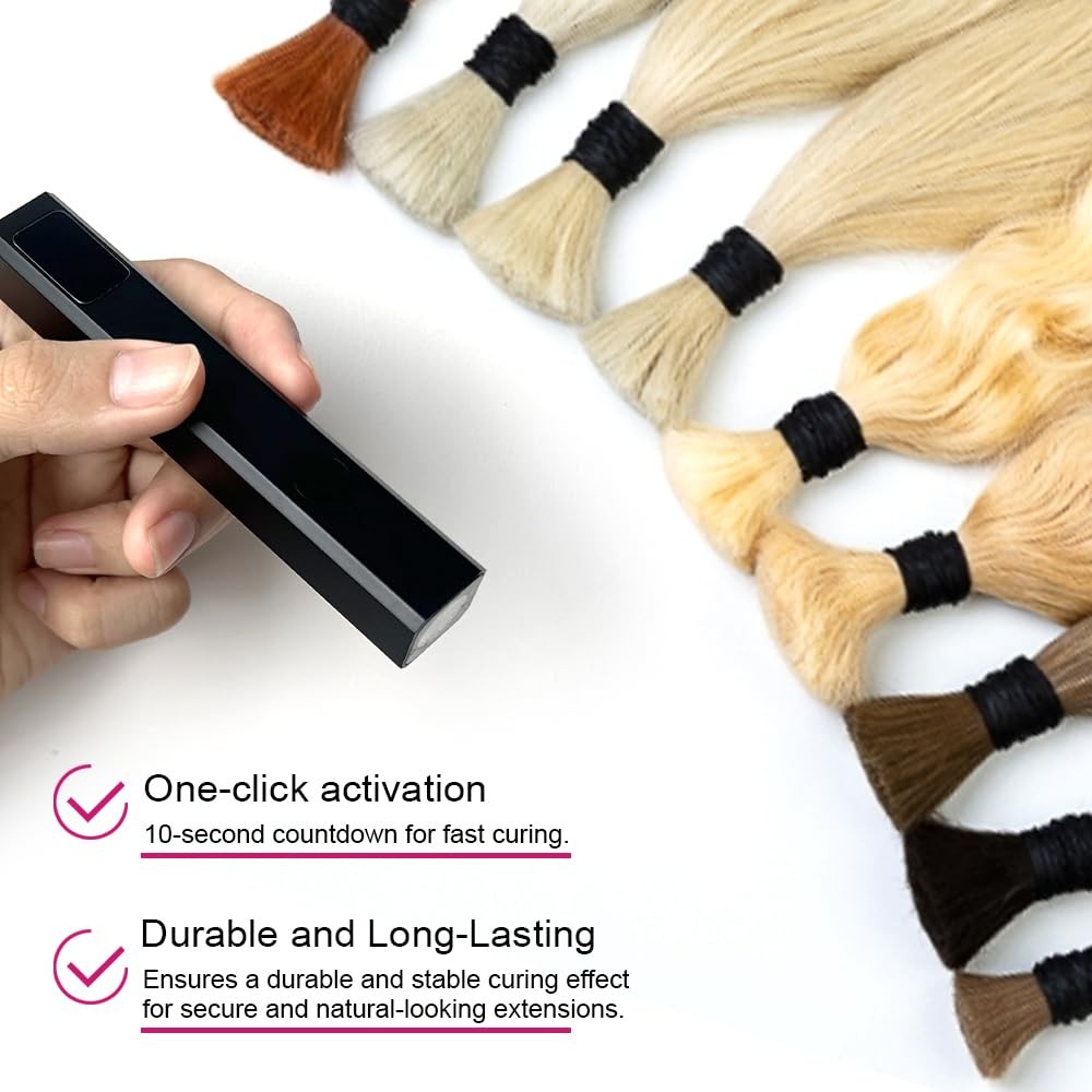 UV Hair Extension Kit w/ UV Lamp 30g Glue 30ml Remover & Eyebrow Comb Set