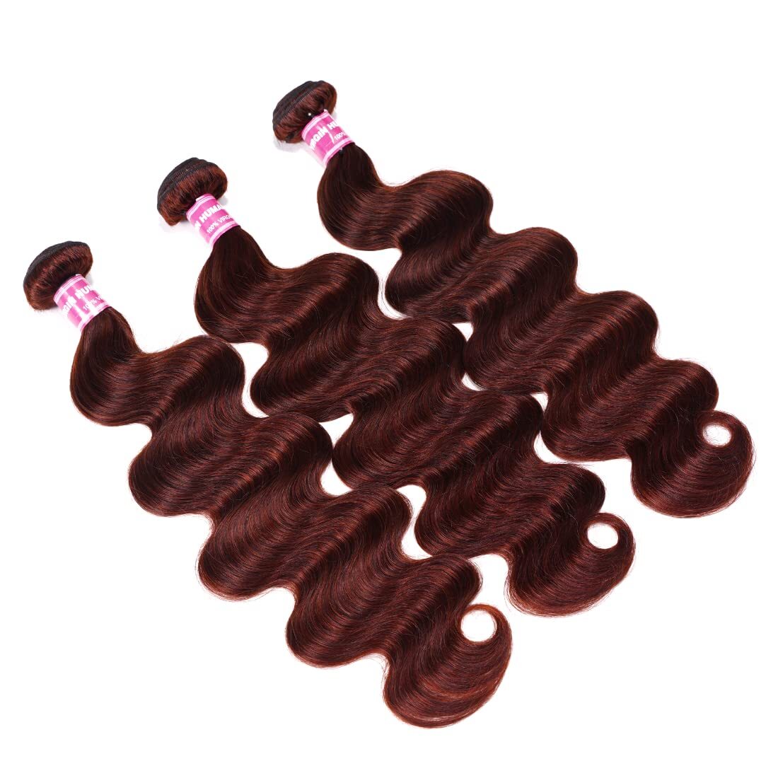 UNice Indian Reddish Brown Body Wave 3 Bundles Human Hair Extensions Weaves Weft