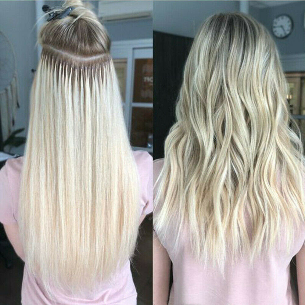 Micro Ring Loop Human Hair Extensions Micro Beads Link Remy Hair Colored 16-26in