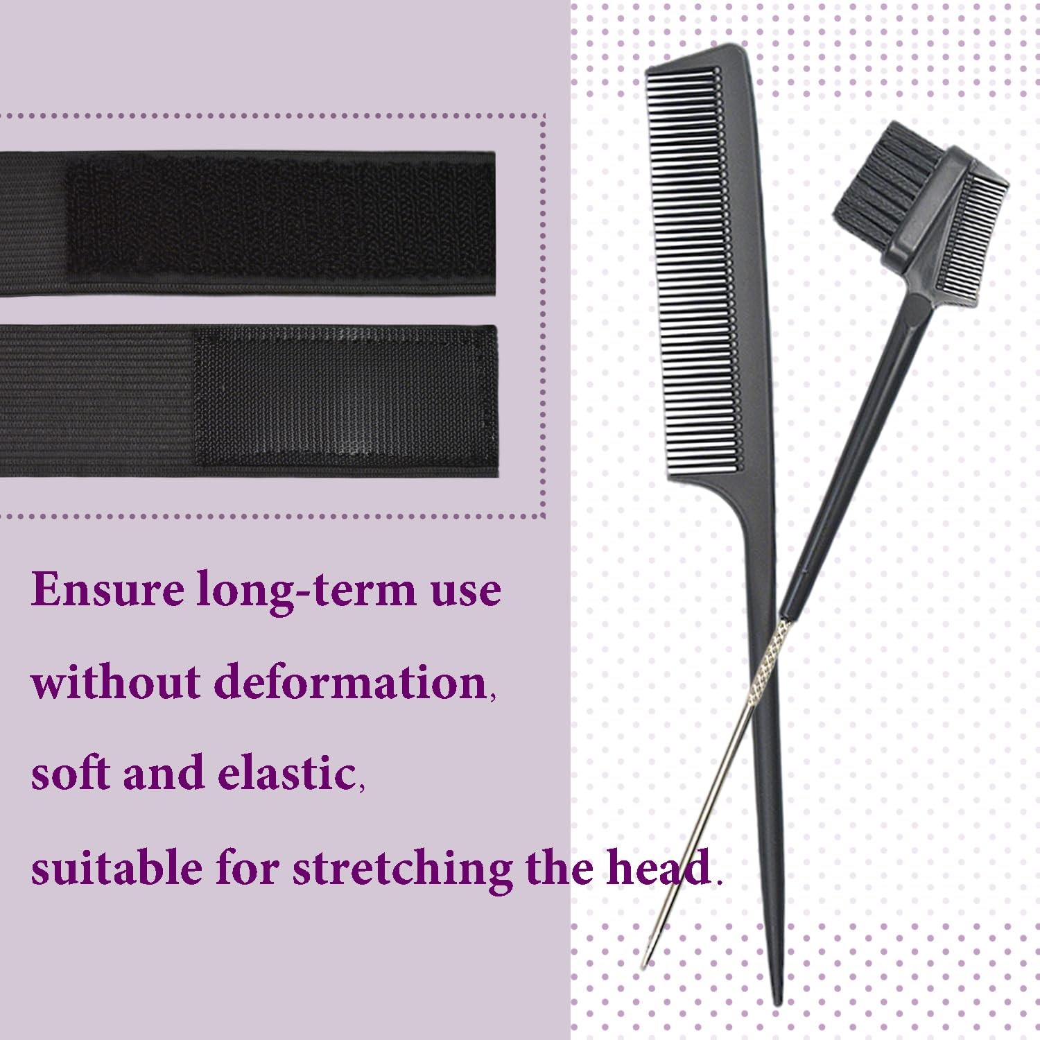 2 Pcs Bands Lace Melting Bands Elastic Bands with Combs and Hair Brush for La…