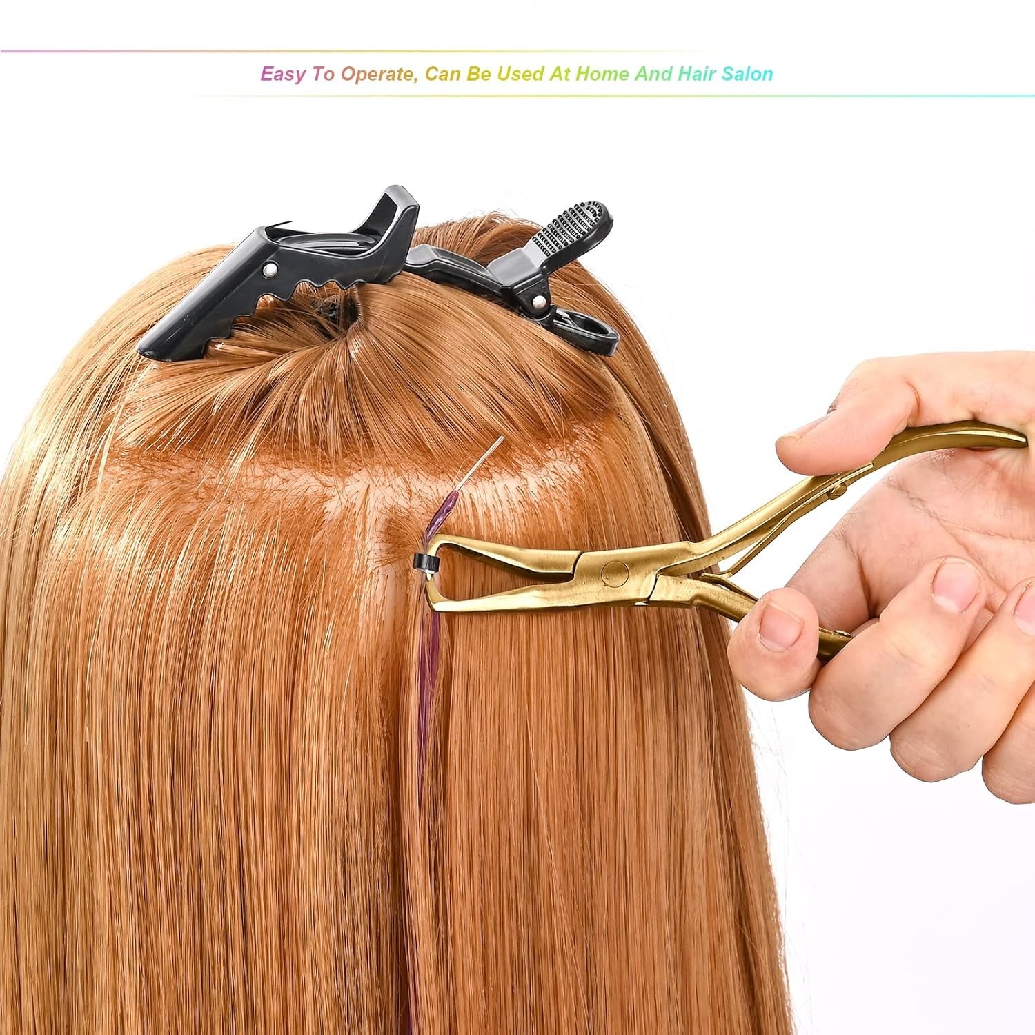 Essential Gold Tool Kit for Hair Extensions: Beading Pliers & Clips Included