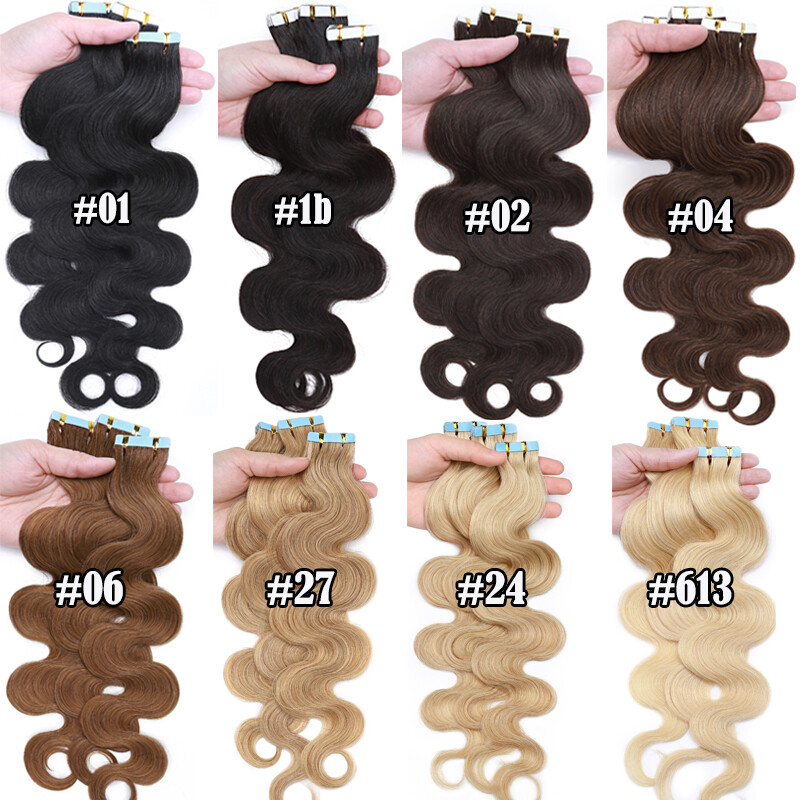 CLEARANCE Wavy Tape In 100% Real Human Hair Extensions Skin Weft Thick Full Head