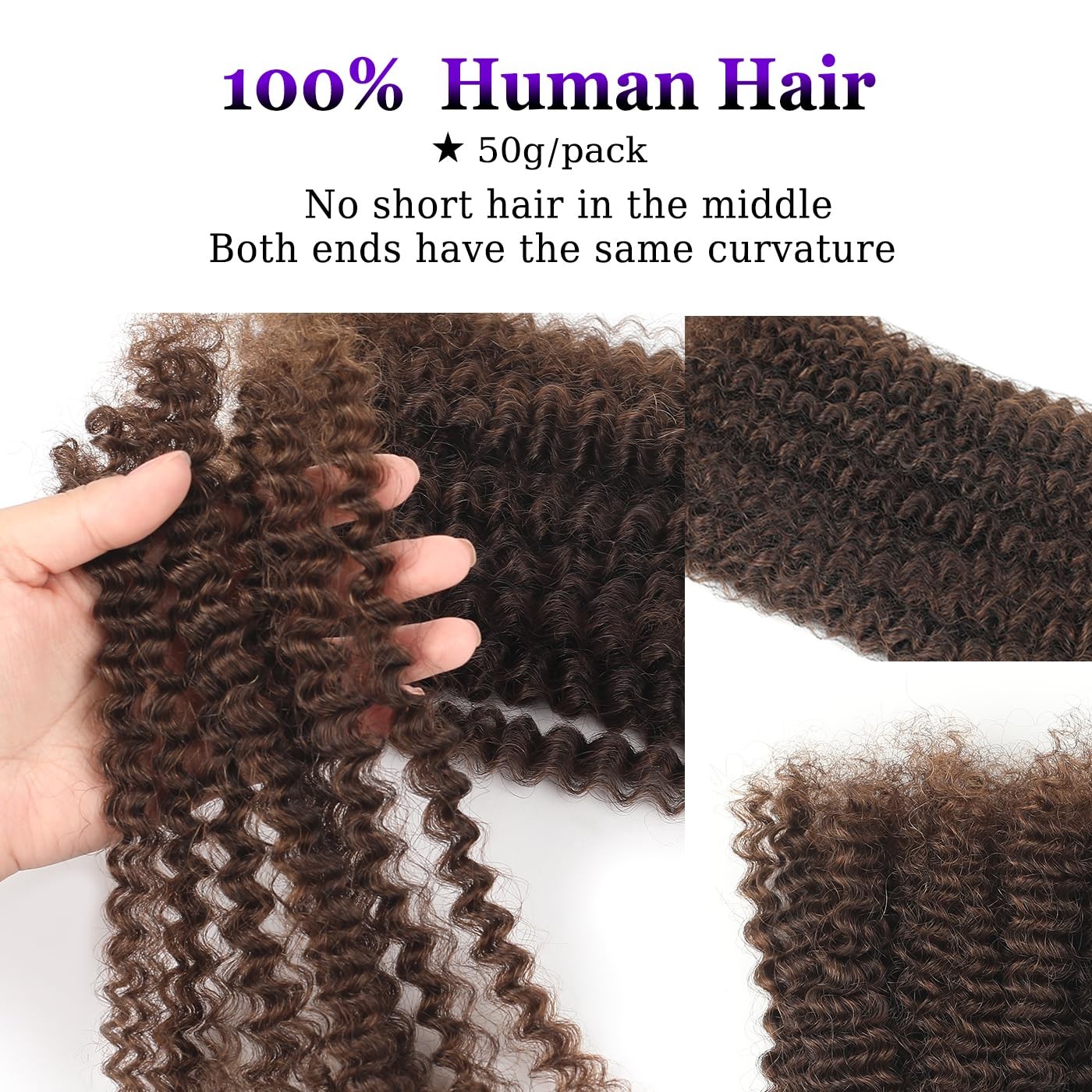 Yudragonft Afro Kinky Curly Human Hair Bulk For Permanent Micro