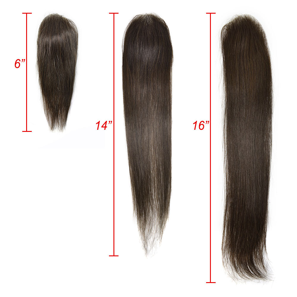 Invisible Women Topper Full Poly Human Hair Top Piece Skin Pu Toupee 6″-16″ US