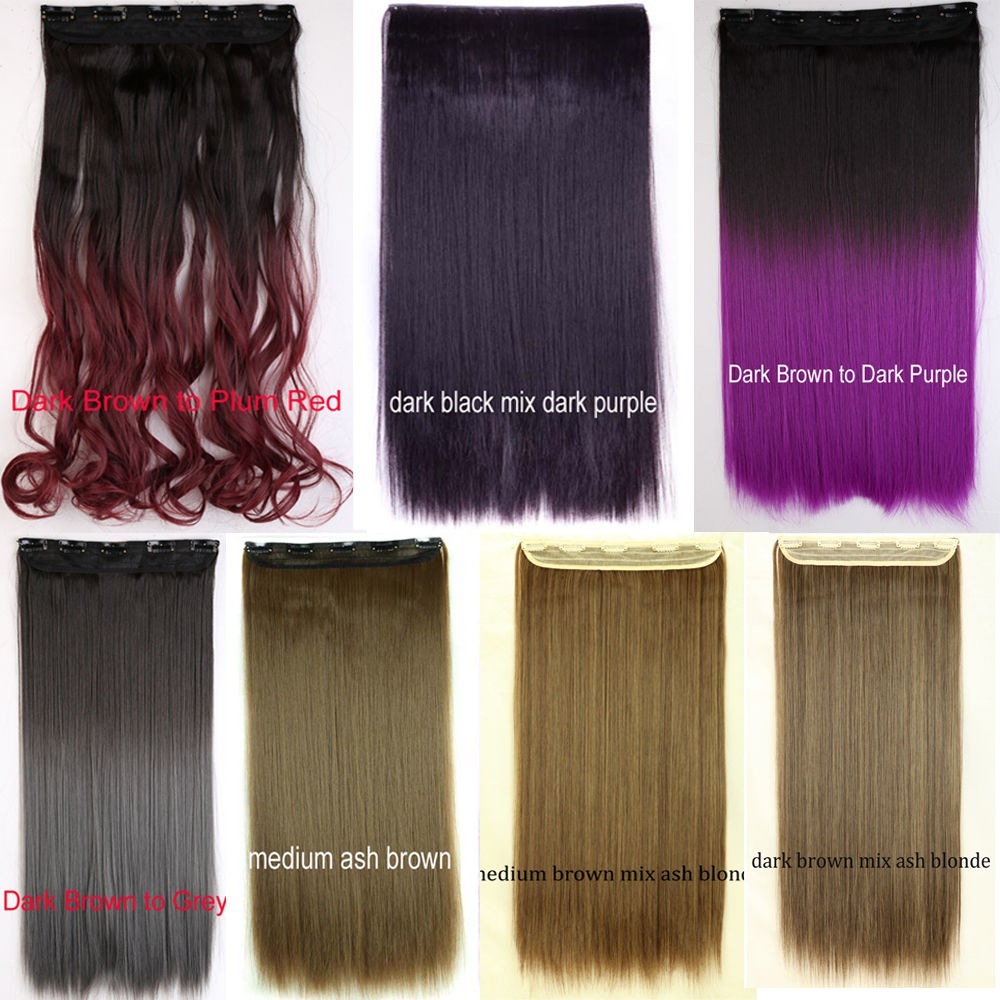 Real Thick AS Human Hair 1Piece Full Head Clip In Hair Extensions Straight Wavy
