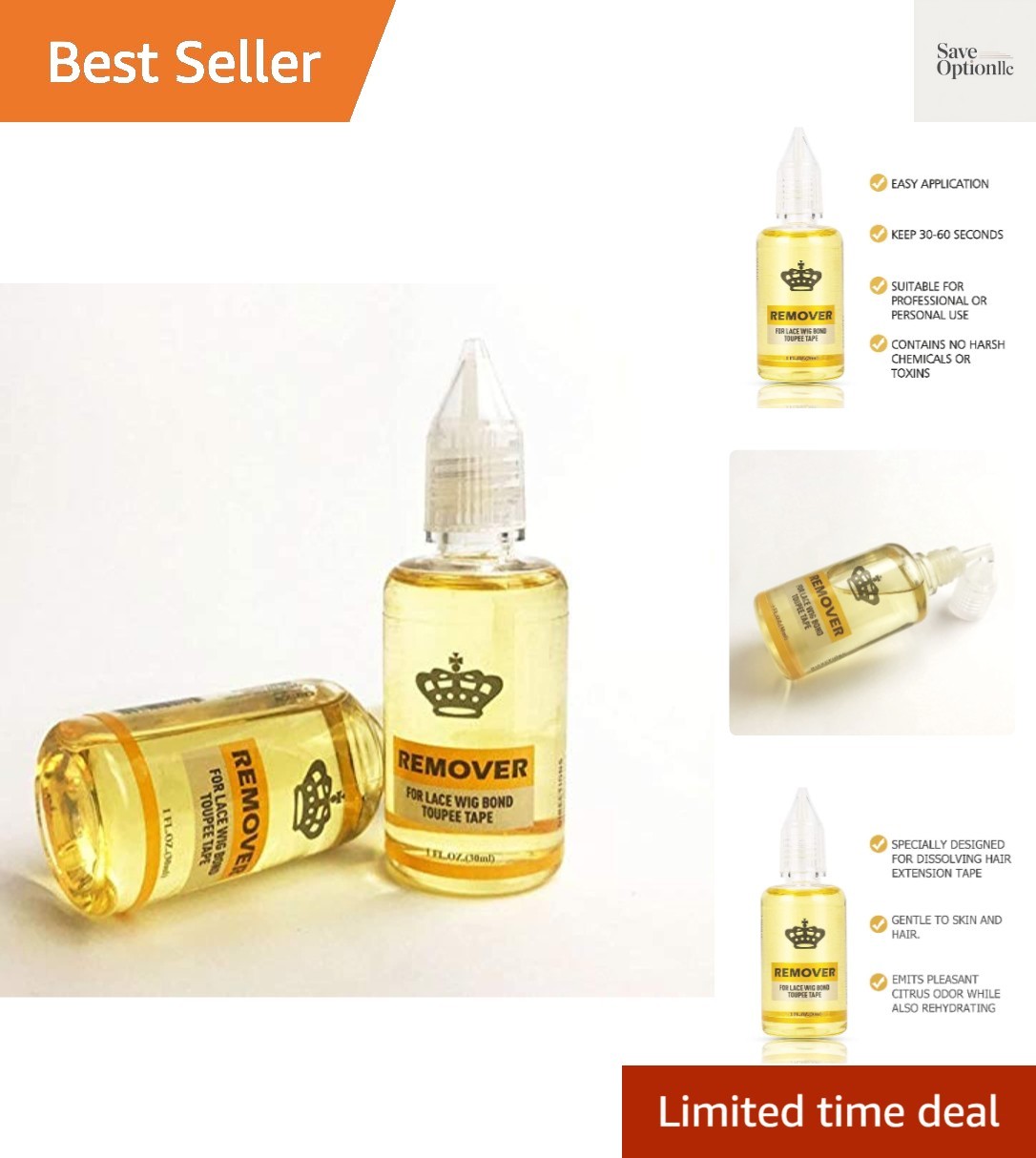 Fast Acting Remover for Tape-in Hair Extensions, Wig Glue, and Double-Sided E…