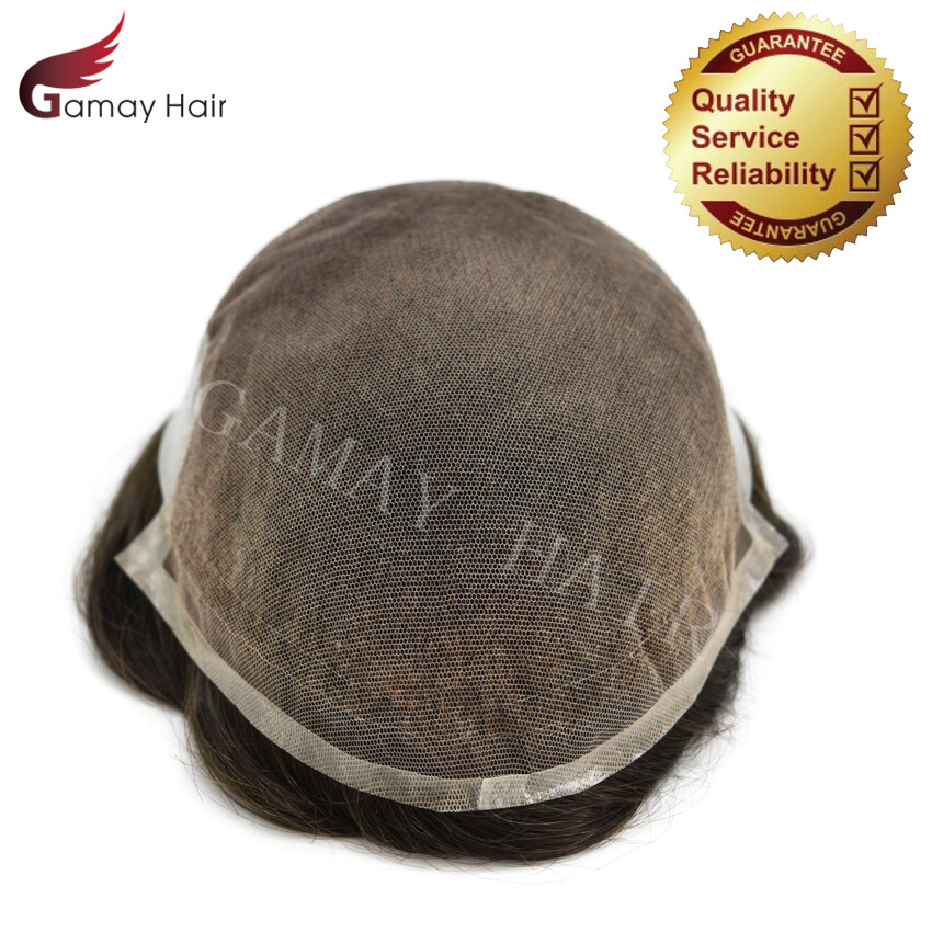 Mens Toupee French Lace Human Hairpiece Front Lace Natural Hairline Wigs BX2