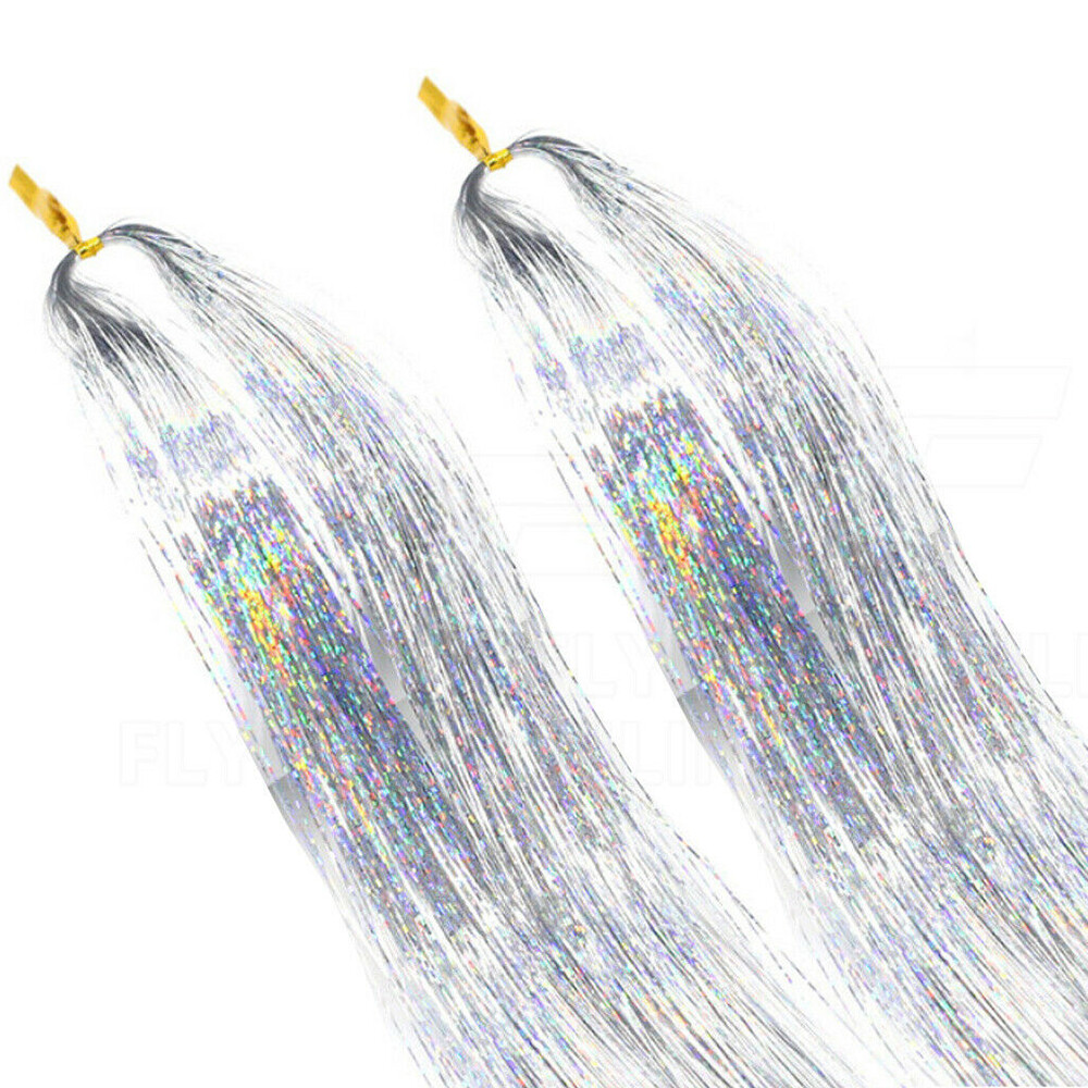 CLEARANCE! 8 Colors 1600 Strands Hair Tinsel Kits Glitter Hair Extensions 47Inch