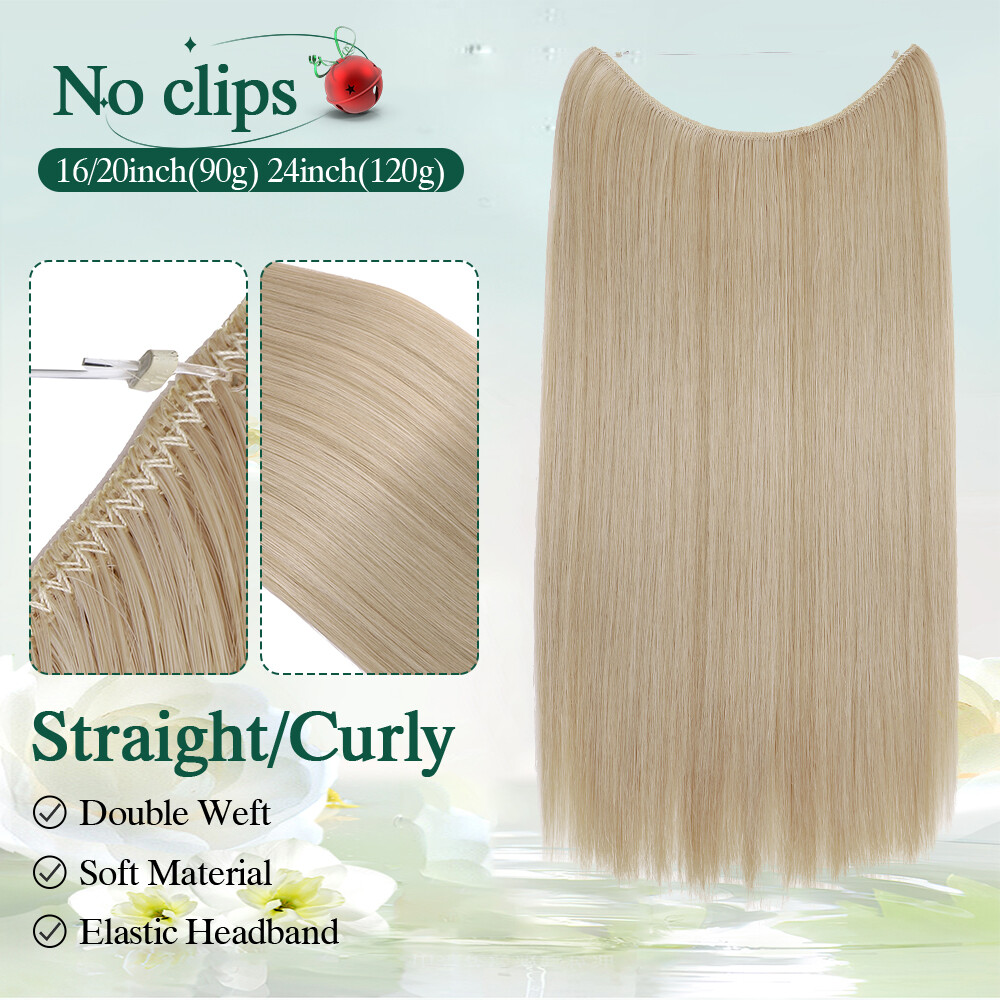 Real Natural as Human Invisible Wire in Hair Extensions Wavy One Piece Nano Ring
