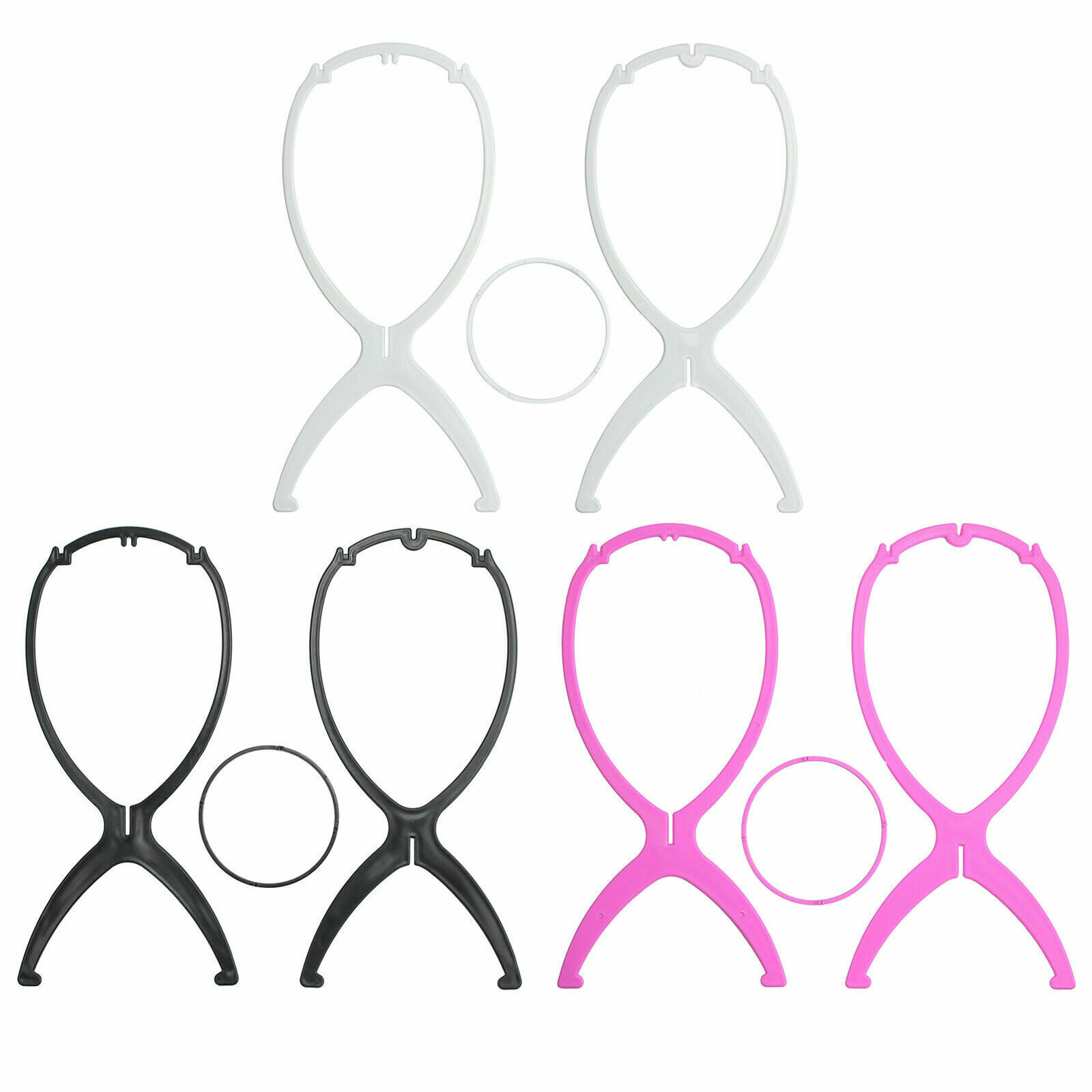 3PCS Wig Display Stand Mannequin Dummy Head Hat Cap Hair Holder Foldable Tools