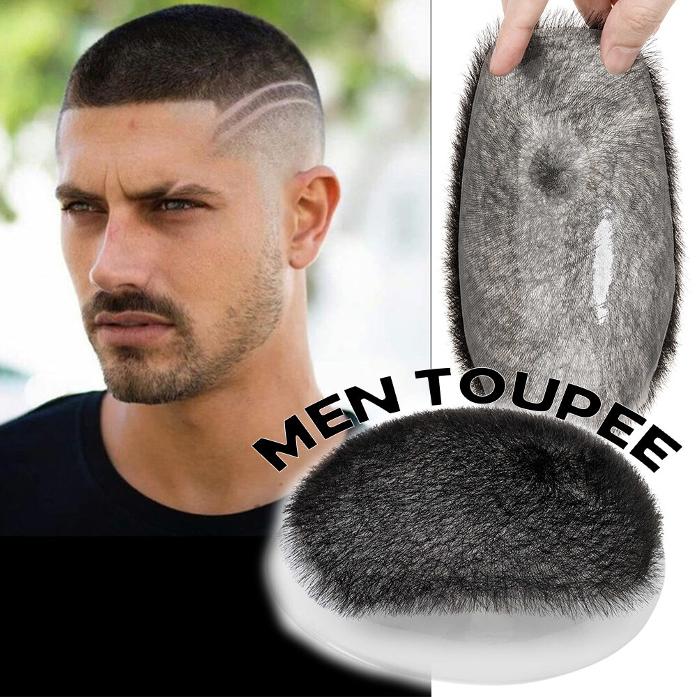 Men’s Short Hair Toupee Buzz Cut Replacement System Ultra Thin Skin PU Wig 13*18