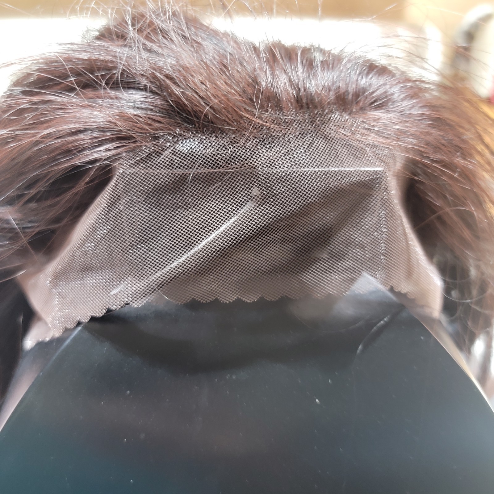 Vintage Elura 100%Mod Acrylic Fiber 21″ Fr Top Center Brunette Long Curly Wig