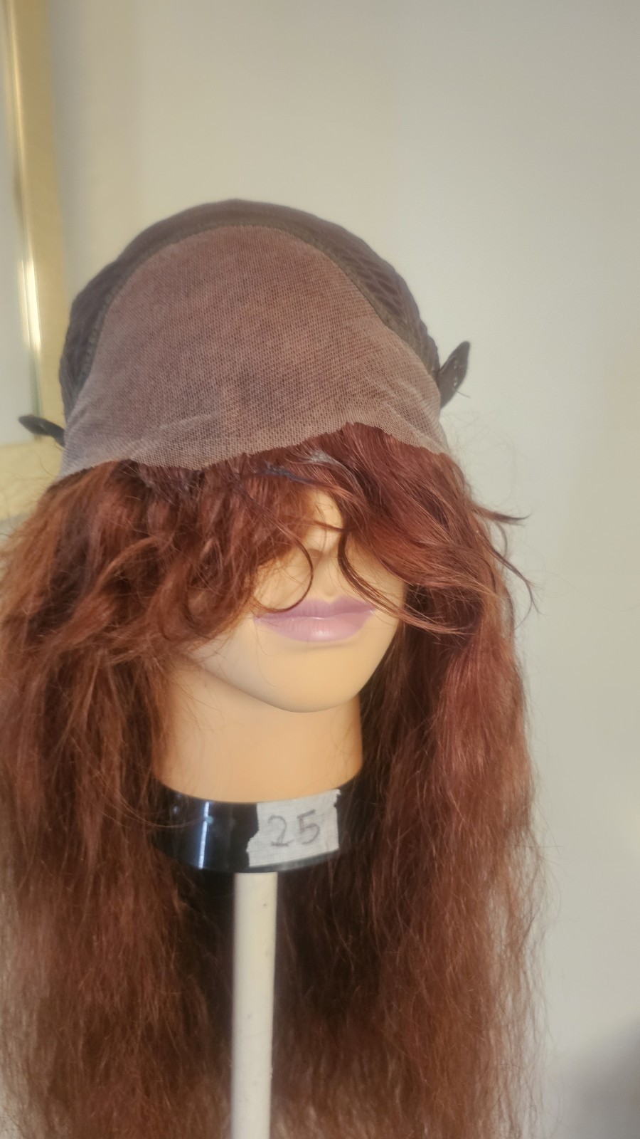 High-Quality Regular Top 26″ Orangish Wavy 150% Virgin Human Hair Lace Wig