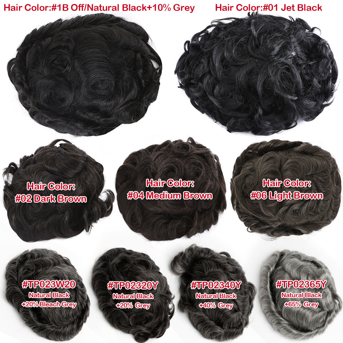 Mens Toupee Human Hair Replacement System Thin Skin Full PU Base Hairpiece Wigs