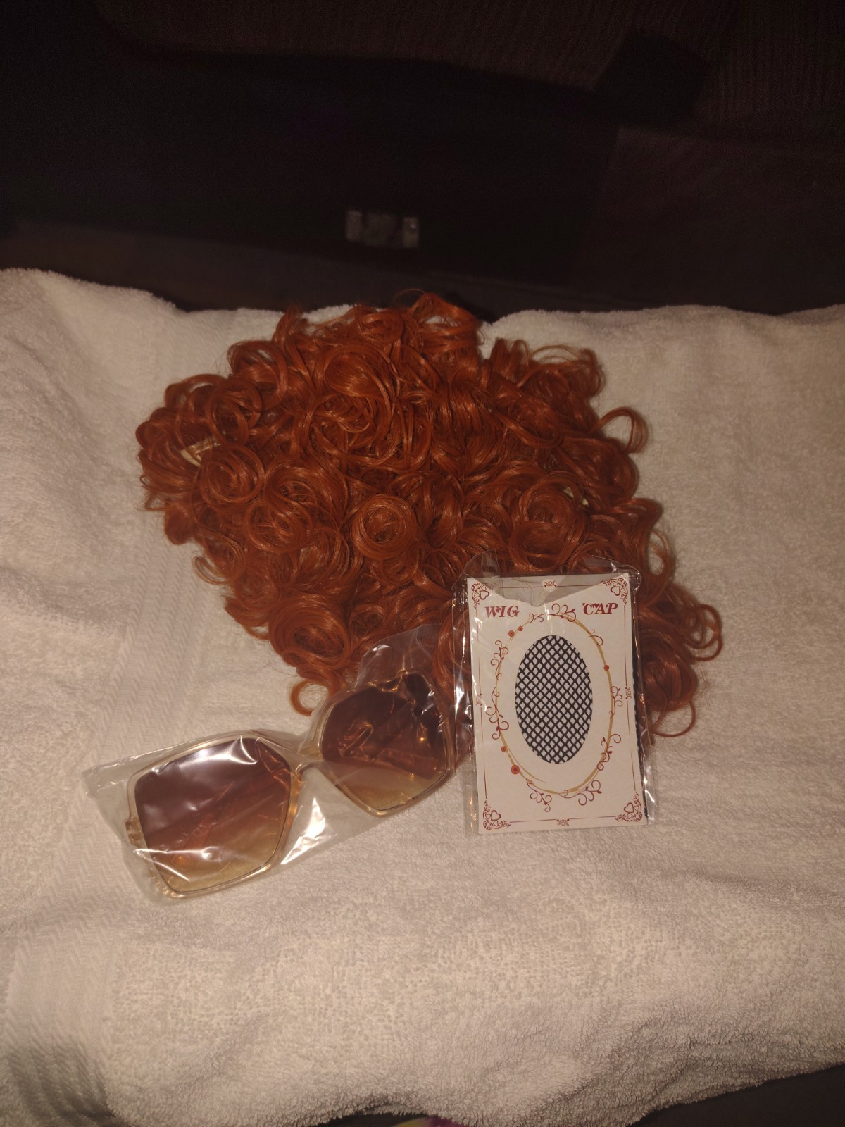 Short Curly Copper Red Synthetic Wig w/ Wig Cap, Classic Cap One Size Women