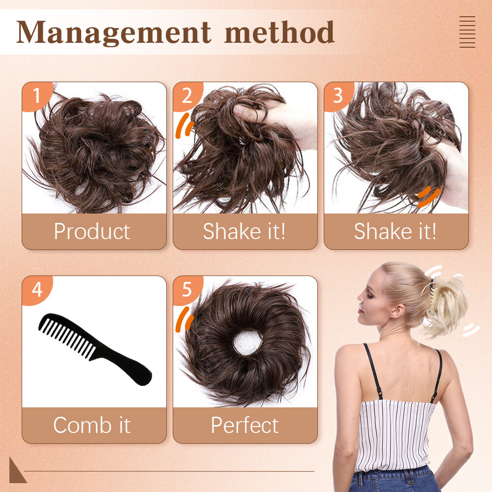 Curly Messy Bun Hair Piece Thick Updo Scrunchie Hair Extensions Real As Human US