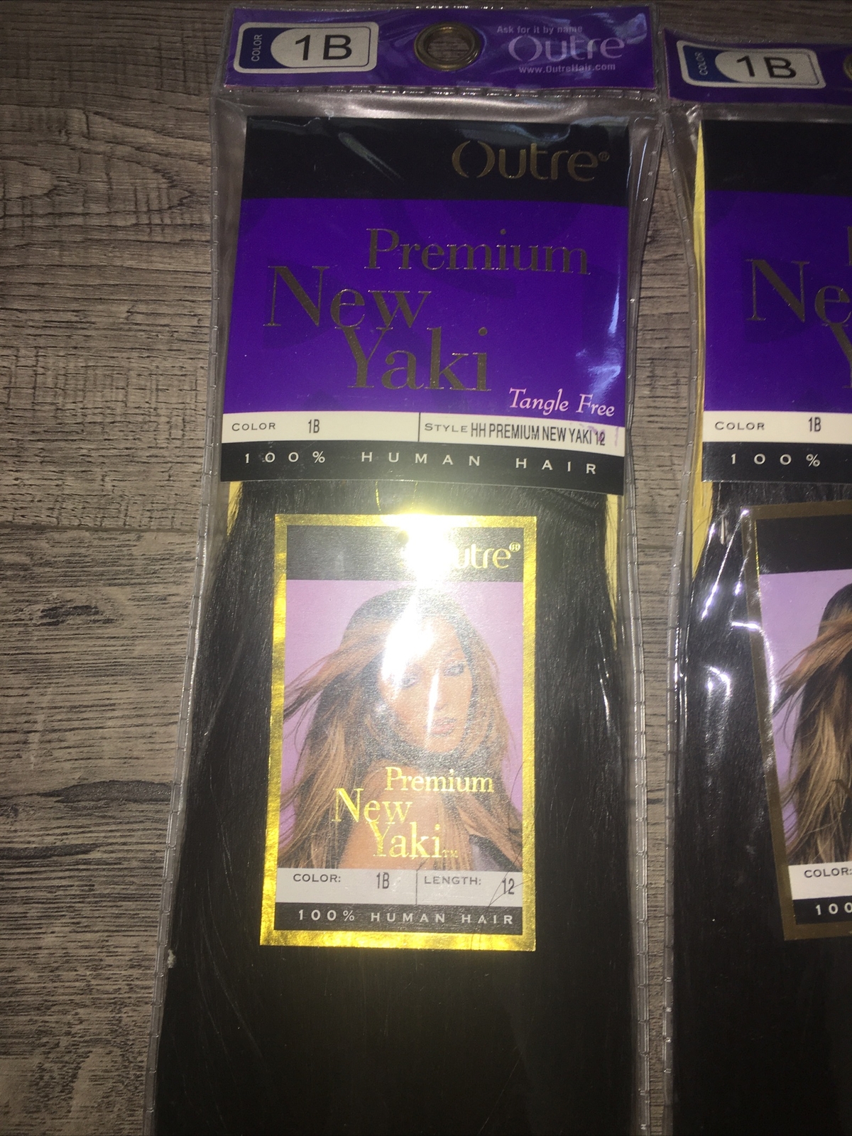 Outre Premium New Yaki Tangle Free Human Hair , 1B 12 Inches ( 2 Pieces)