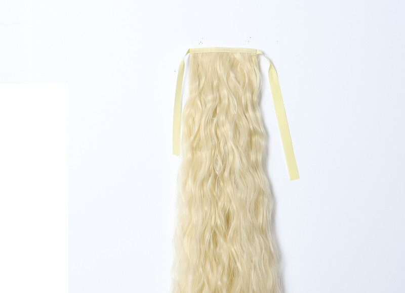 Corn Wave Ponytail light blonde 33in 140g Curly 85cm As Human Hair Extensions