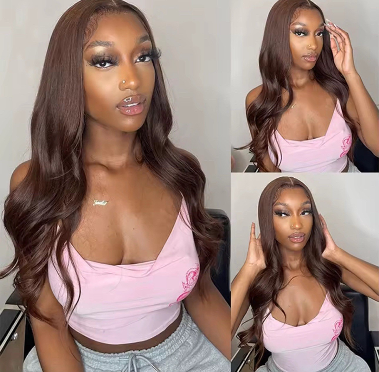 Chocolate Brown 13×4 HD Lace Front Wig Body Wave Human Hair