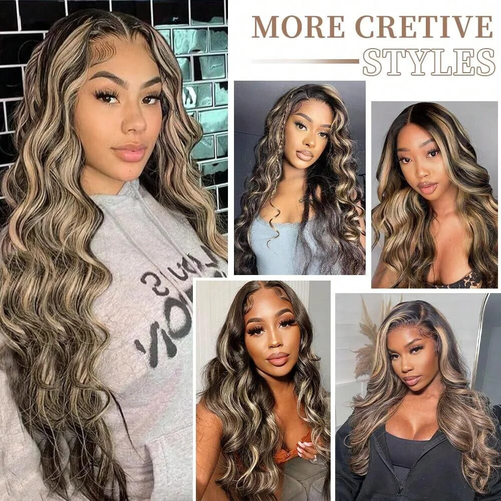 1B/27 Body Wave Wig Human Hair 13×4 HD Lace Frontal Wig Highlight Brazilian Hair