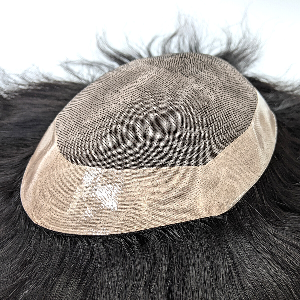 Men’s Durable Fine Mono Hair System Toupee Human Hair #1B Natural Black