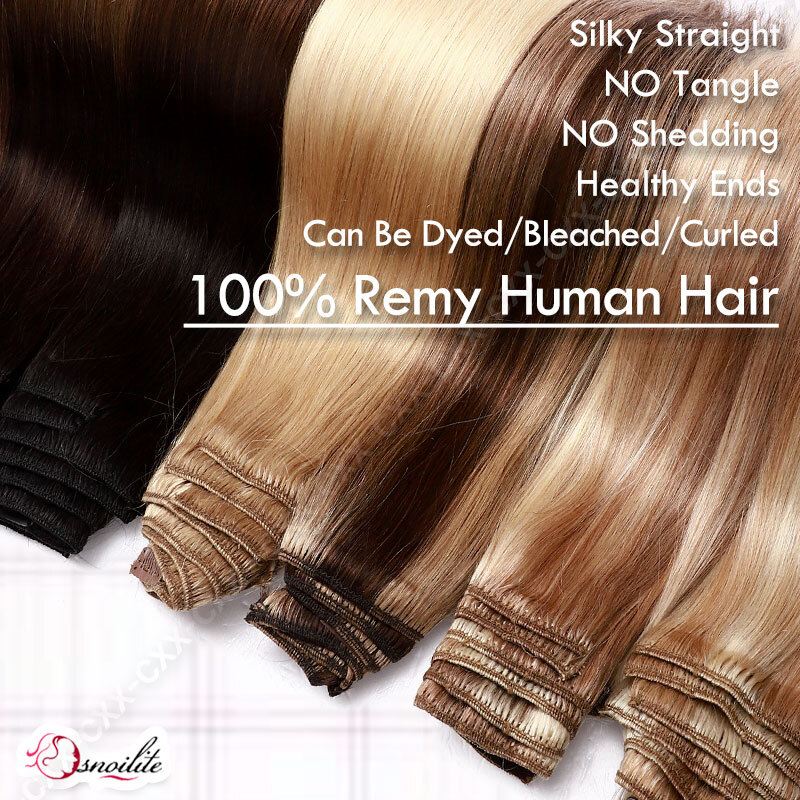 Extra Thick Double Weft Clip In Weave Remy Human Hair Extensions Full Head Brown