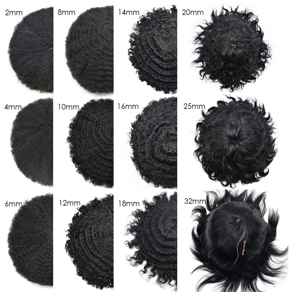 Lace Front Afro Curl Toupee for Black Men Human Remy Hair Mens Hair Units System