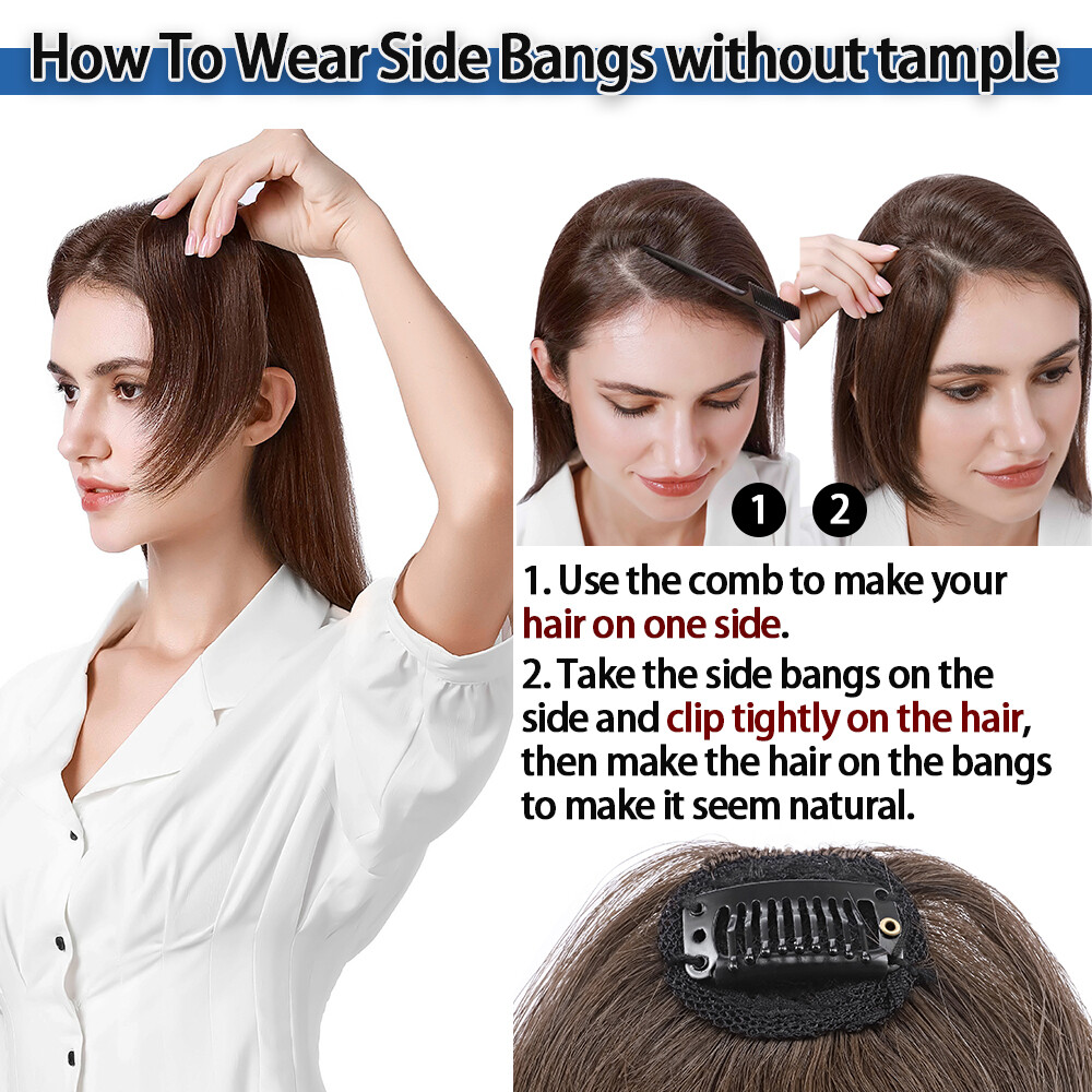 100% Remy Human Hair Bangs Extensions Clip In One Piece Front Fringe Hair Piece
