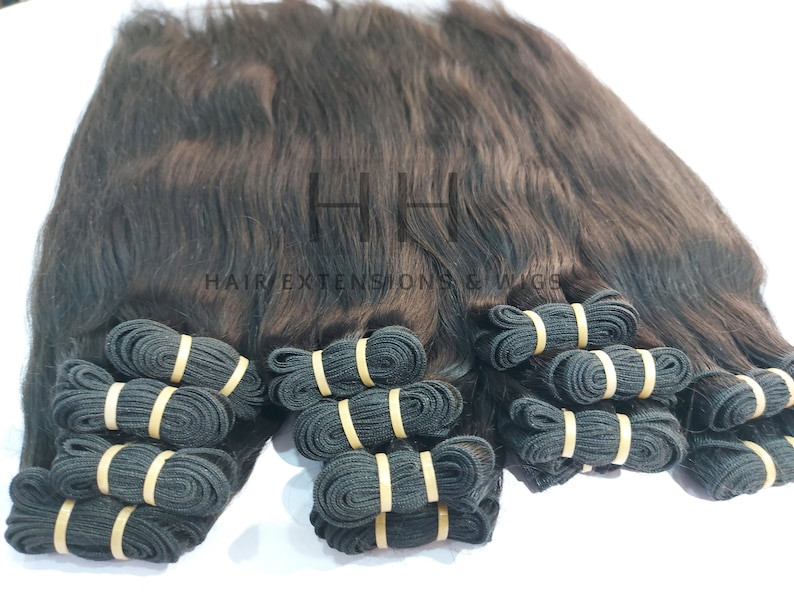 24 inch Indian Straight Human Hair Extensions, Raw unprocessed machine weft