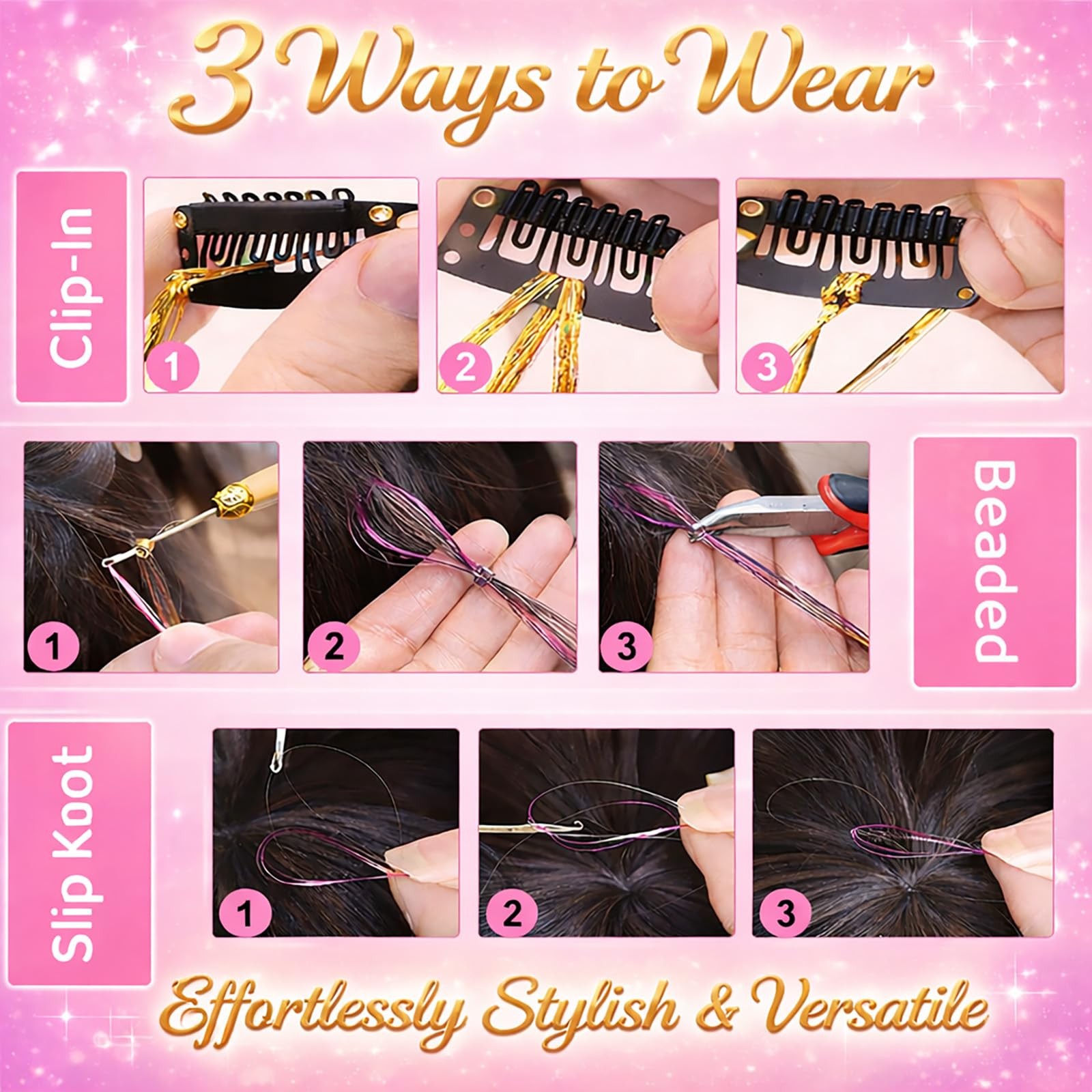Hair Tinsel, 22 Colors Fairy Tinsel Kit Kit, 22
