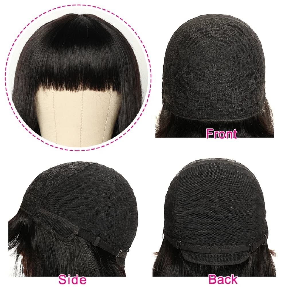 Straight Bob Wig Short Bob Wigs Human Hair Wig With Bangs None Lace Front Wigs