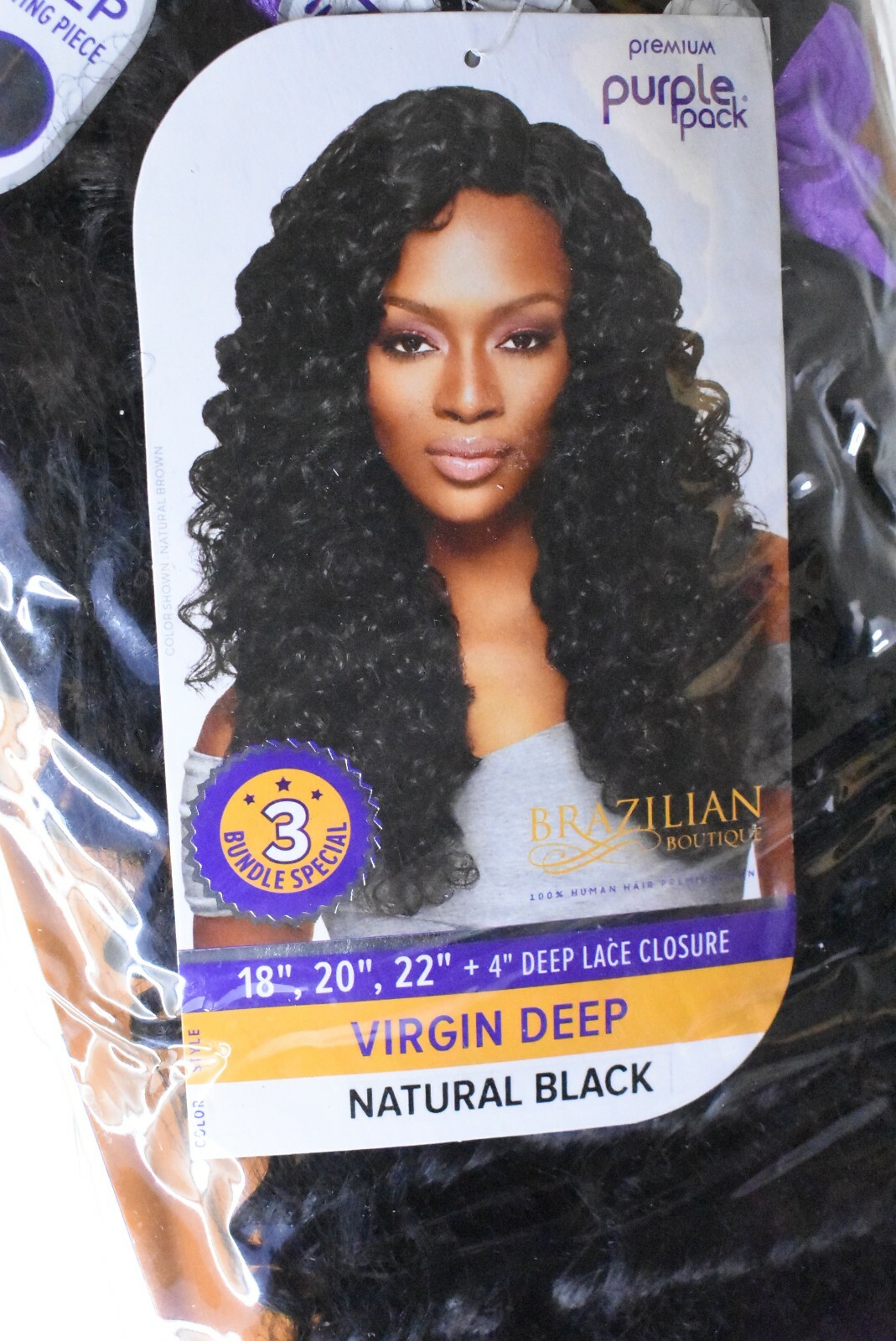 Brazilian Women 4” Virgin Deep Lace Closure Natural Black Curly Hair Wig