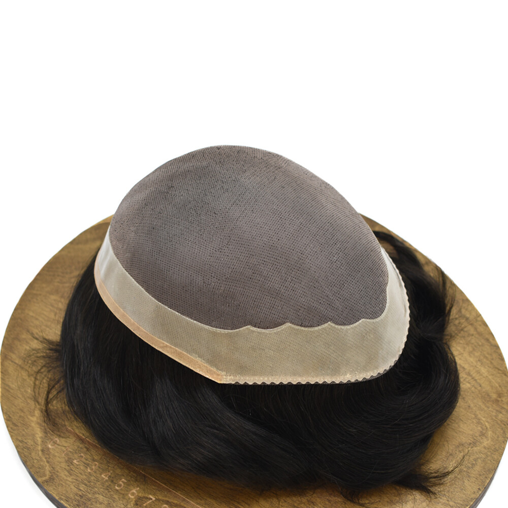 Durable Men Hair Replacements Fine Mono Lace Toupee Hairpiece Poly Hair System