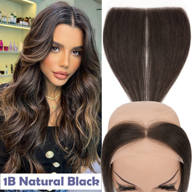 Women Topper REMY 100 Human Hair Toupee Forehead Hairline Lace Base Skin Thin 8A