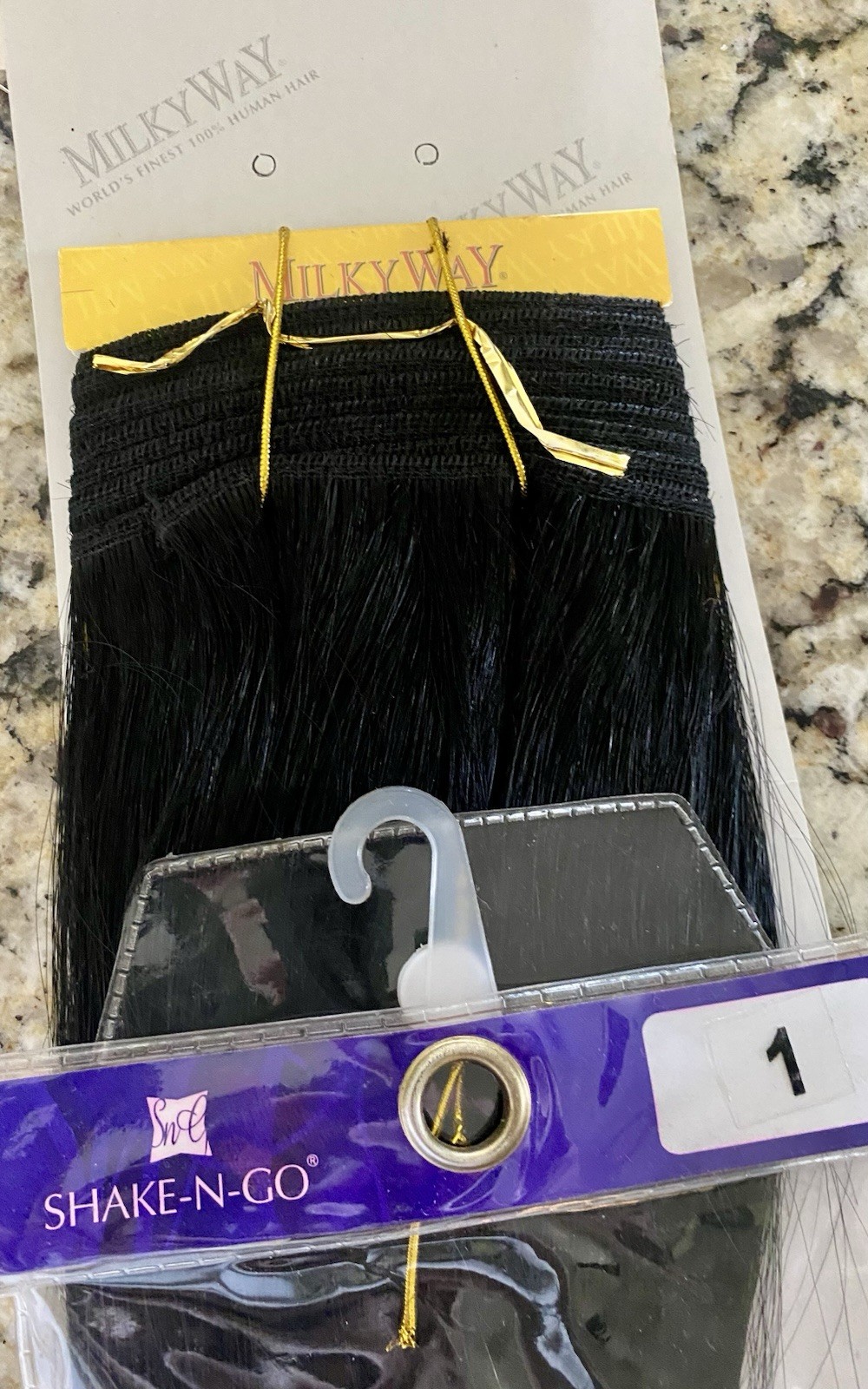 Milky Way Indian Yaky 100% Human Hair Extensions 8” & Color # 1 Black Shake-N-Go