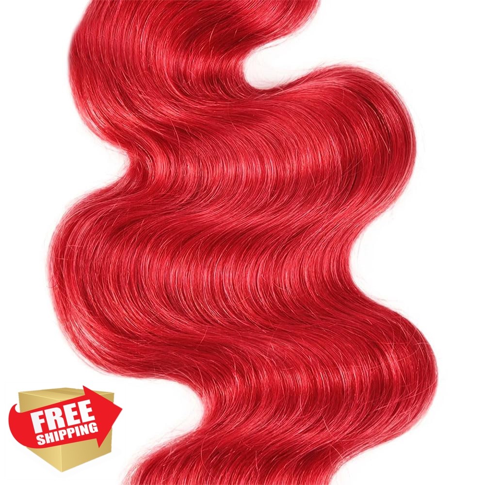 CrmBmod 24 26 28 Inch Red Burgundy Body Wave Hair