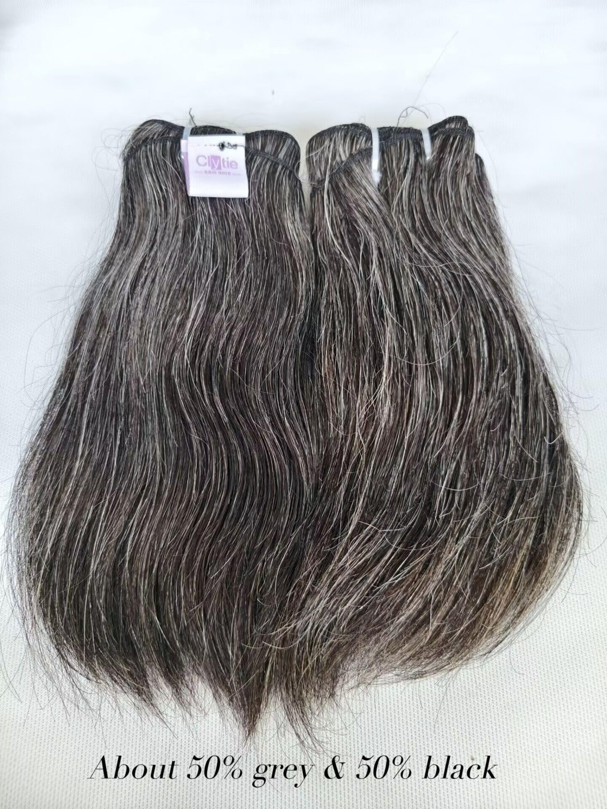 Clytie Human Hair Bundle Short Gray Salt and Pepper Unprocessed 6in Virgin Hair