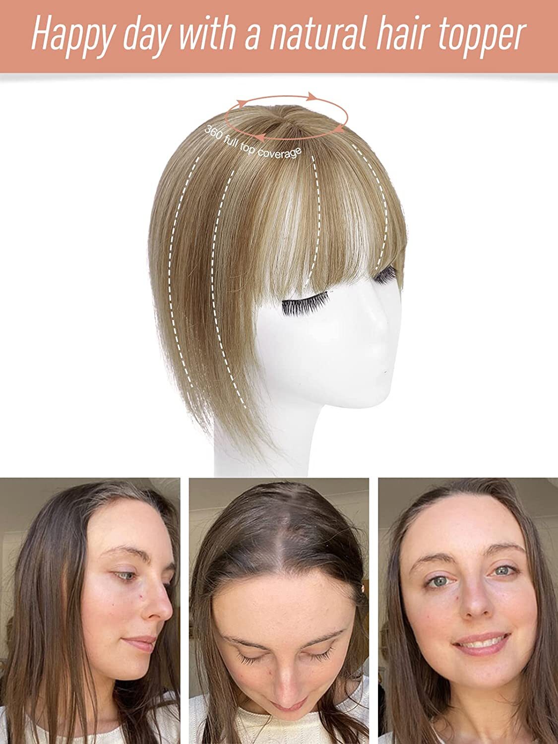 100% Remy Human Hair Topper Toupee Hairpiece Wigs Clip In Silk Base Honey Brown