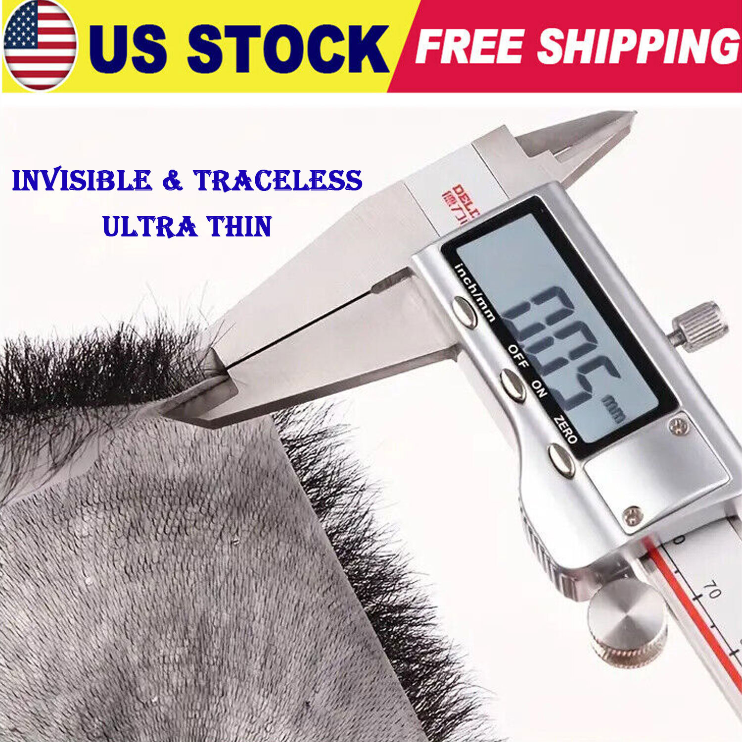 Invisible Ultra Thin Skin Mens Toupee Human Hair Replacement PU Systems Buzz Cut