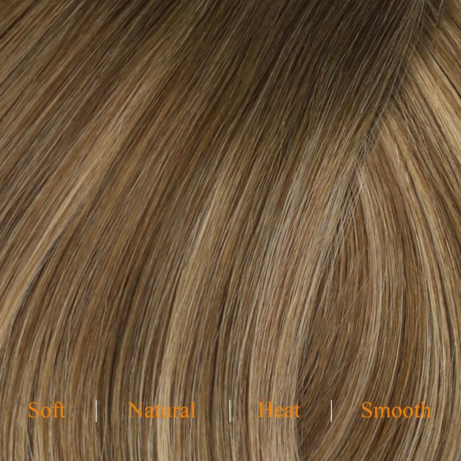 Easyouth CLIP-IN 14″ Dark Brown Fading – Caramel Human Hair Extensions CP 4-4-27
