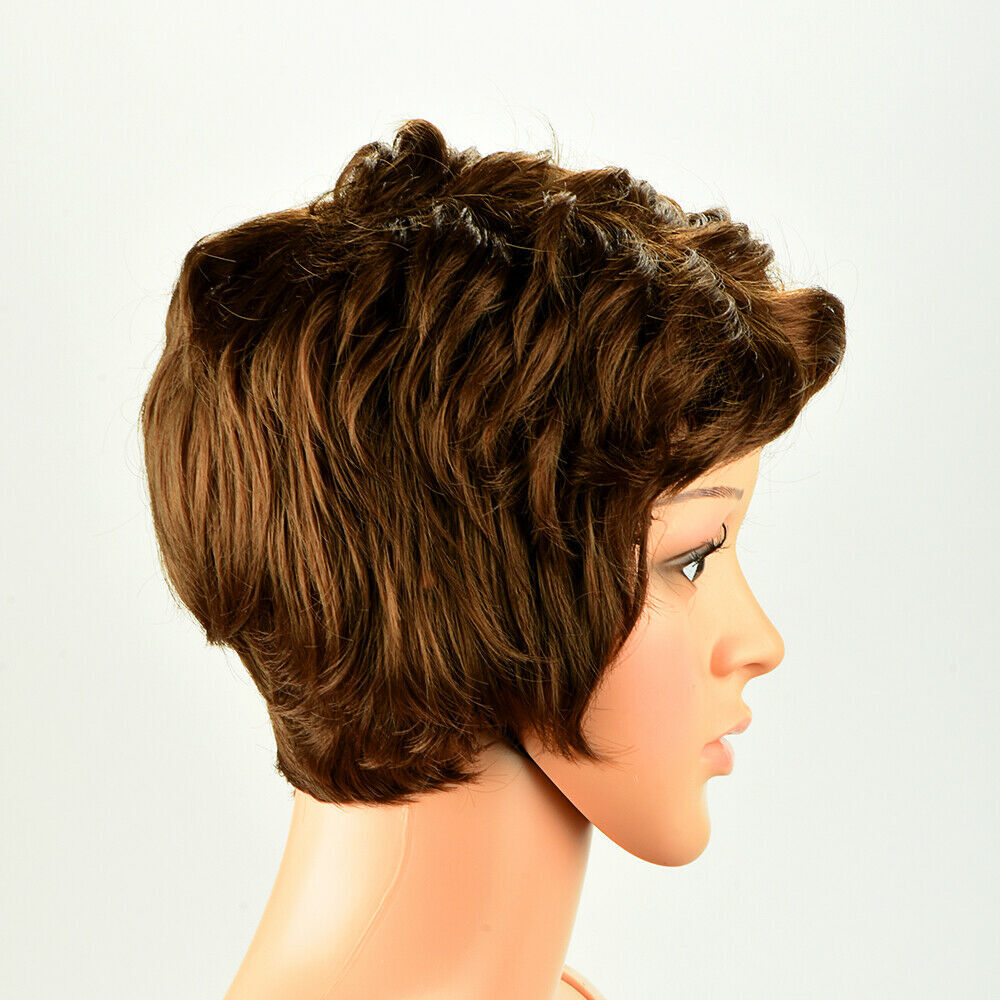 Women Lady Curly Wavy Short Synthetic Hair Wigs Costume Golden Gold Brown Wig US