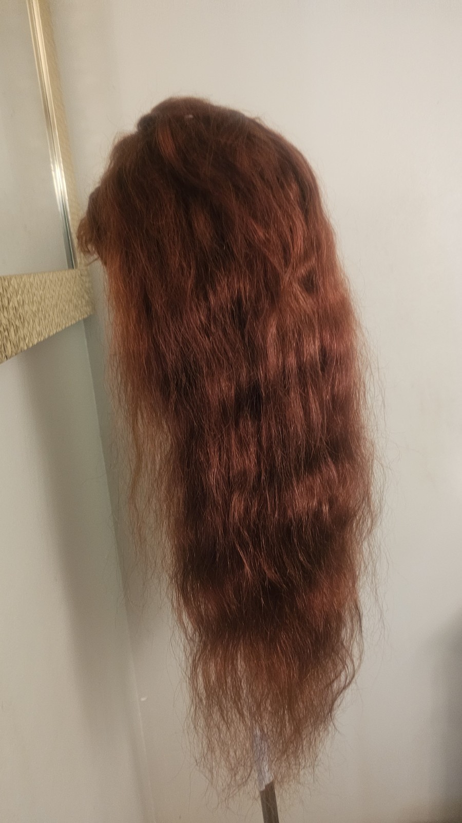 High-Quality Regular Top 26″ Orangish Wavy 150% Virgin Human Hair Lace Wig