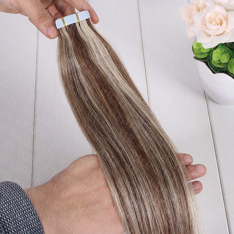 Tape in Human Hair Extensions Skin Wefts Remy Medium Brown Balayage Blonde26inch