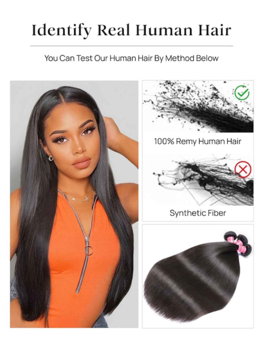 Yilian Julia Hair 12A Yaki Straight Human Hair 3 Bundles 8 10 12 Inch
