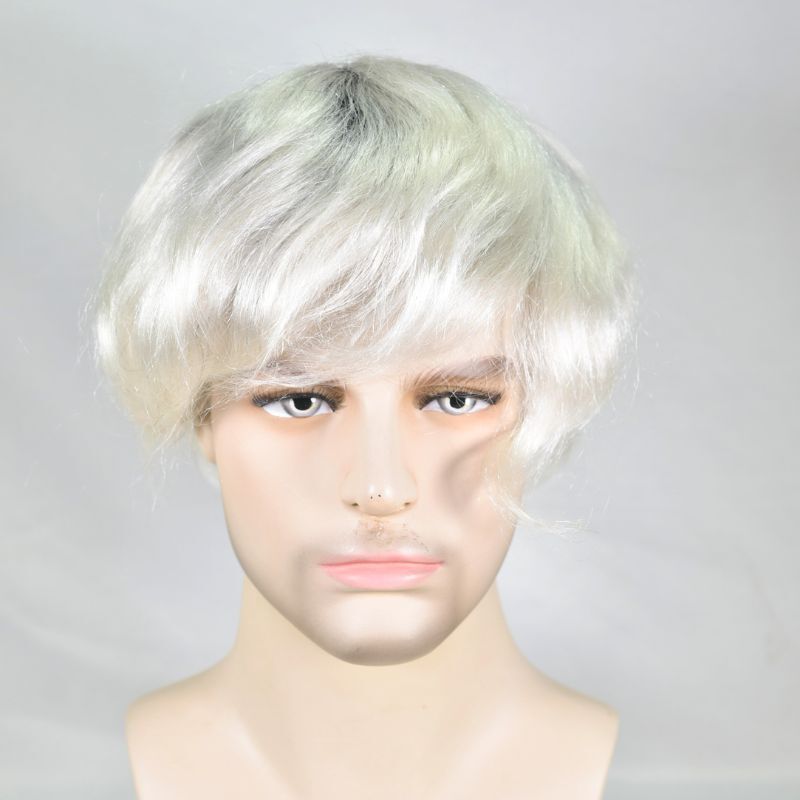 PU0.06-0.08 Hairpiece Mens’ Toupee Black Roots Blonde Toupee for Men 8x10inch