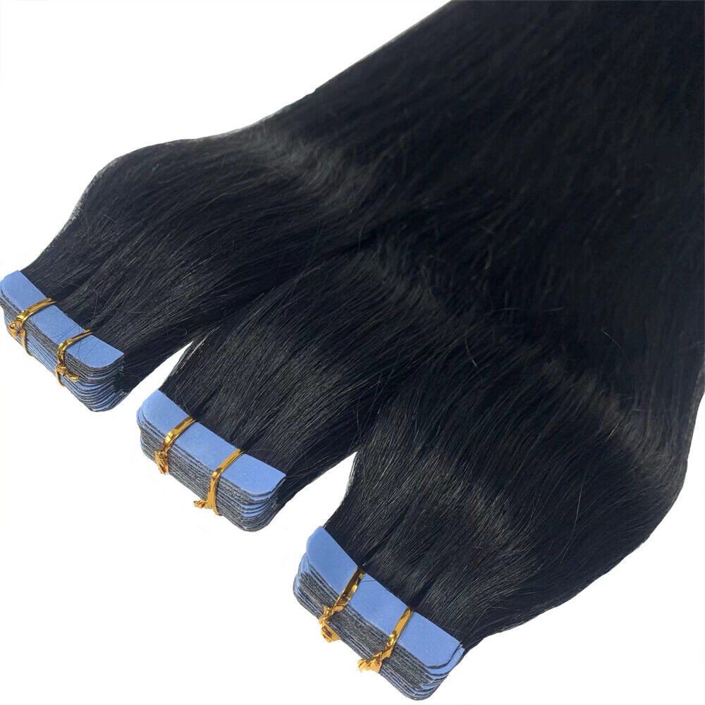 Tape in Human Hair Extensions Invisible Adhesive Glue Skin Weft Remy Hair16-26in