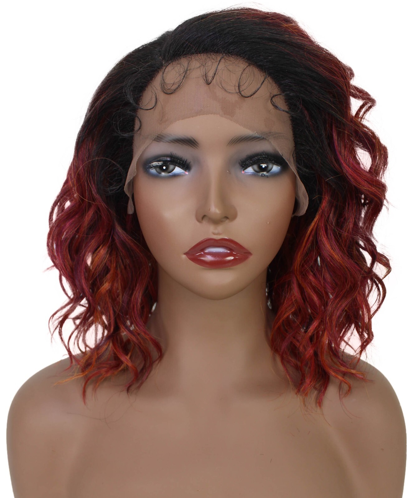 LUXLUXE Khadija 14″ Layered Wavy 3.25″ L Side Parting HD Lace Front Wig,BL-0168
