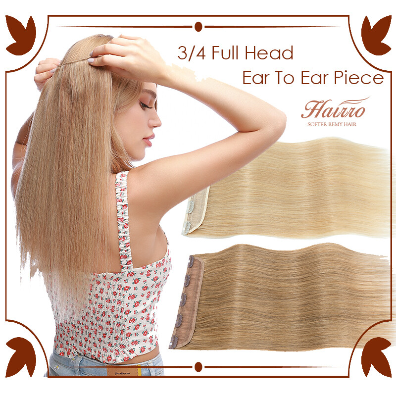 Thick Highlight Clip In 8A Remy Human Hair Extensions Double Drawn 3/4 Full Head