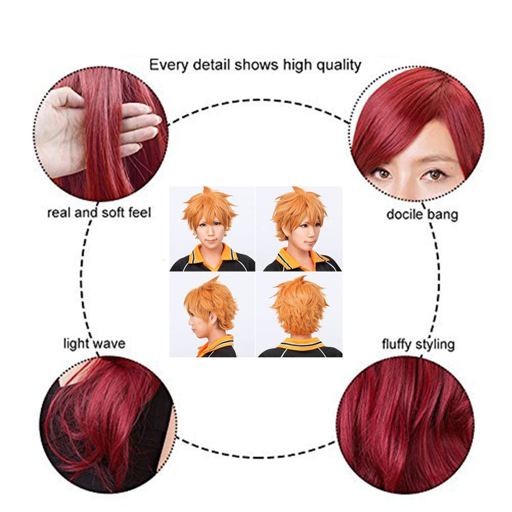 Unisex Anime Short Wig Straight Hair Cosplay Costume Party Heat Resistant Wigs